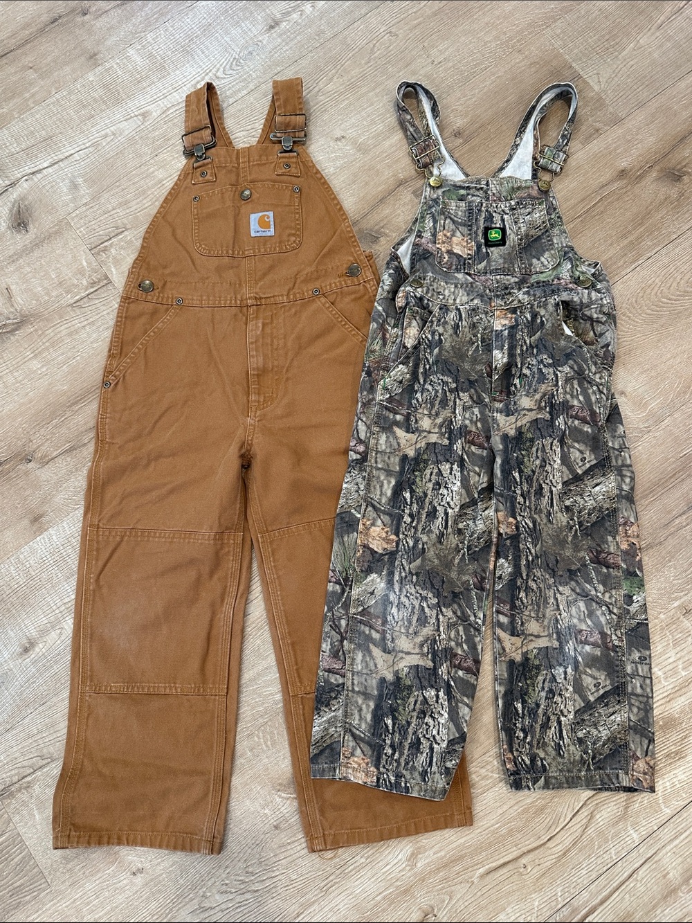 Carhartt and John Deere Kids Caramel Brown Duck Camouflage Bib Overalls Size 6